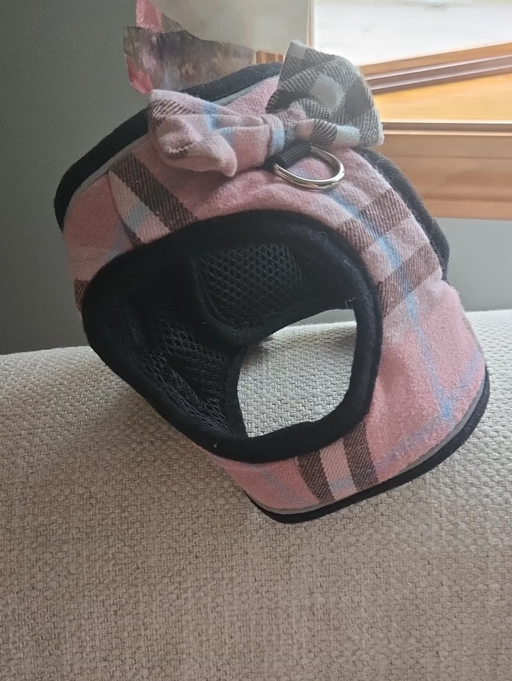 MAMORE Pink Plaid Dog Harness – XS 🐾